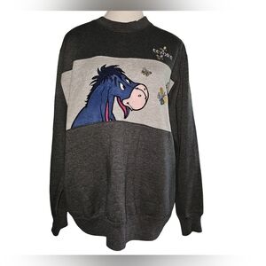 Vintage Disney Jerry Leigh Eeyore Sweatshirt Pooh Intarsia Gray Crewneck Sz L